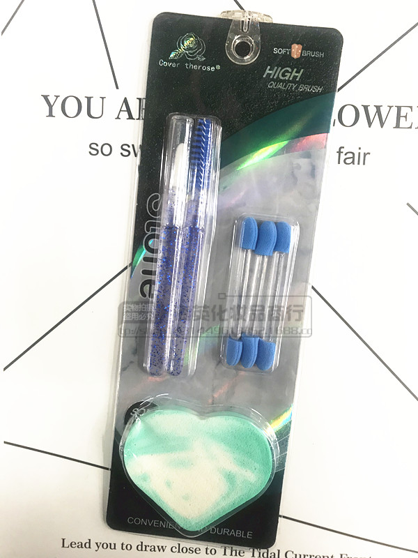 New 3 color mix 4 hairdressing tools facial makeup tool lip brush + eye shadow stick + eyelash comb + powder puff New 3 color mix 4 hairdressing tools facial makeup tool lip brush + eye shadow stick + eyelash comb + powder puff