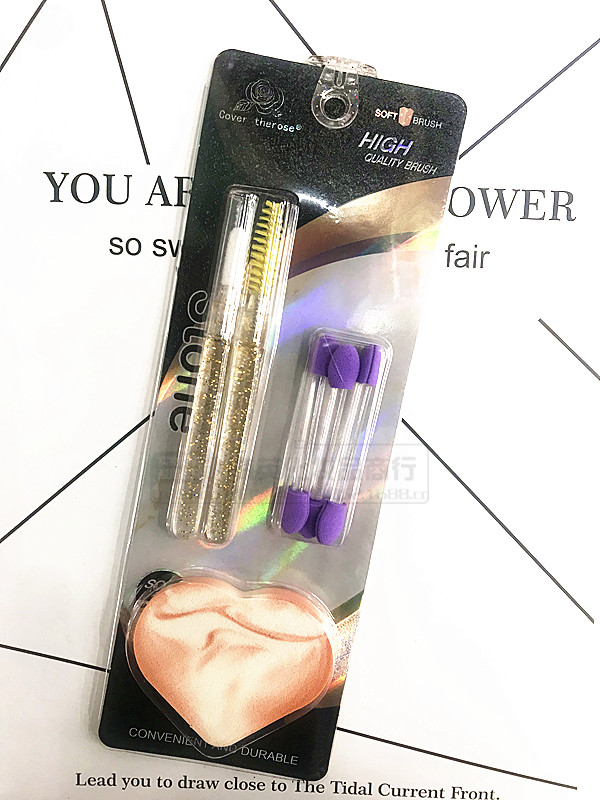 New 3 color mix 4 hairdressing tools facial makeup tool lip brush + eye shadow stick + eyelash comb + powder puff New 3 color mix 4 hairdressing tools facial makeup tool lip brush + eye shadow stick + eyelash comb + powder puff