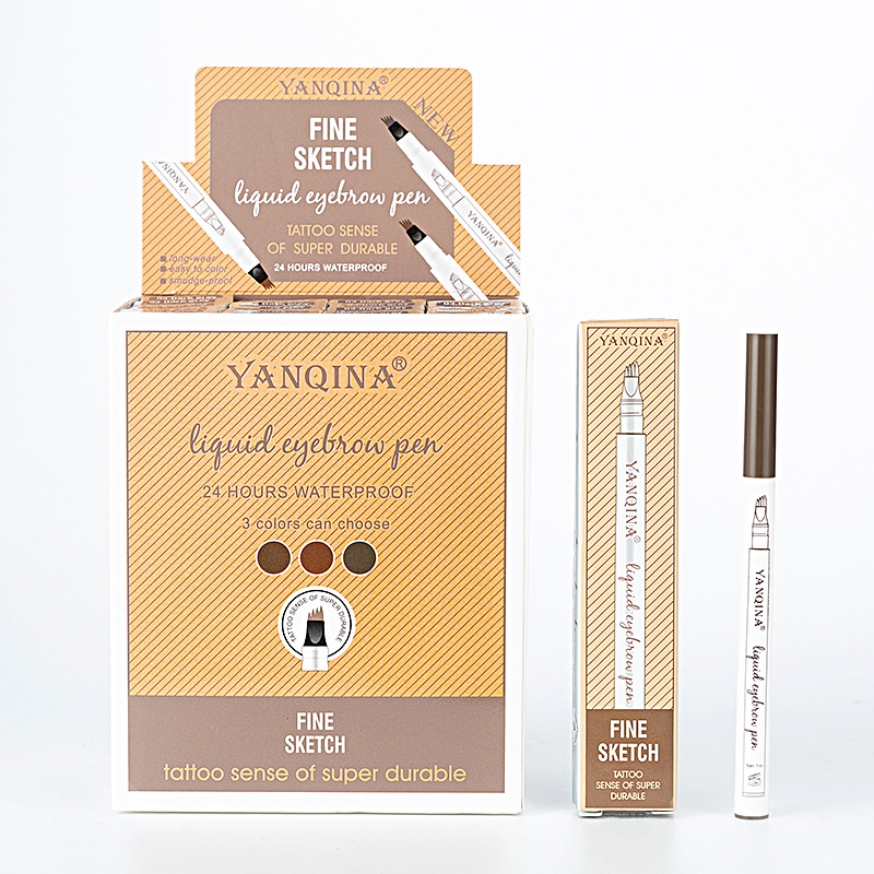 Yanqina three head four head cool black waterproof eyebrow pencil eyeliner quick dry makeup lasting makeup