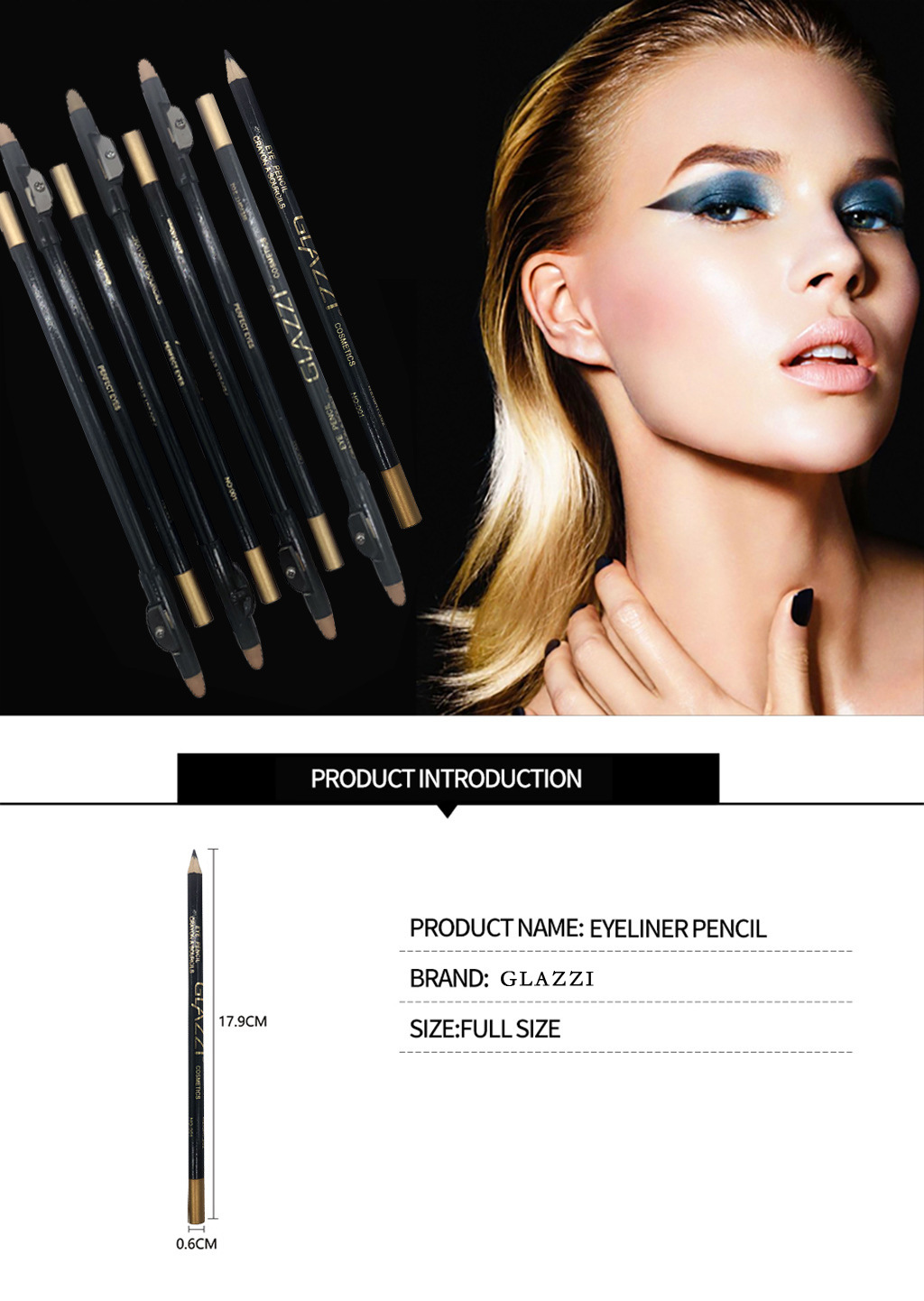 GLAZZI black eyeliner eyebrow pencil waterproof, sweat-proof, non-distracting, non-decolorizing GLAZZI black eyeliner eyebrow pencil waterproof, sweat-proof, non-distracting, non-decolorizing