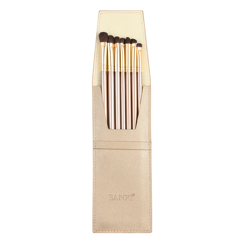 7 PCs Pony Hair Eye Makeup Brush Wooden Handle Animal Hair Makeup Tools Eye Shadow Brush Eyebrow Brush in Stock