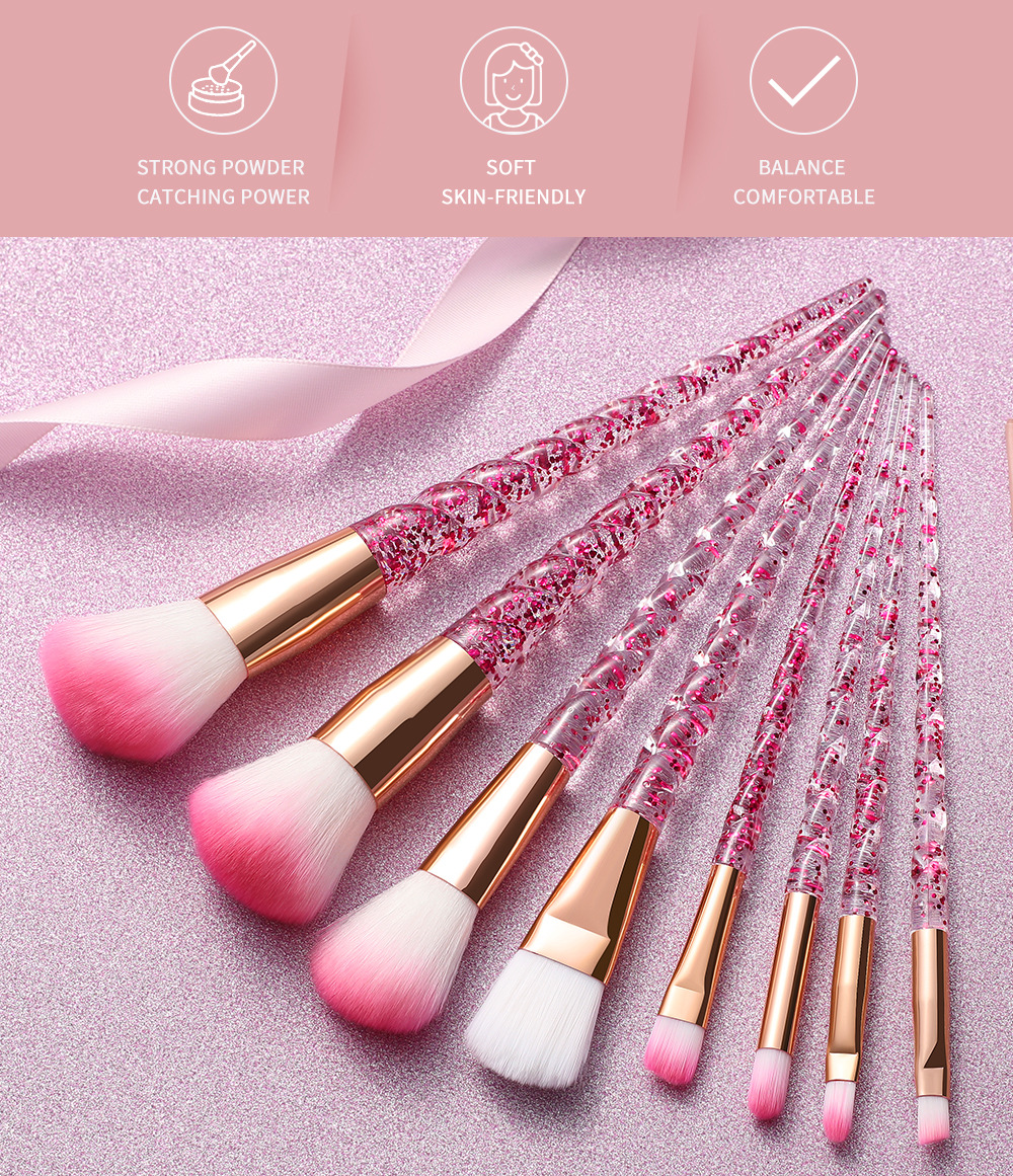 8 PCs Transparent Quicksand Spiral Handle Makeup Brush Set Beauty Tools Powder Foundation Brush Eye Shadow Brush Makeup 8 PCs Transparent Quicksand Spiral Handle Makeup Brush Set Beauty Tools Powder Foundation Brush Eye Shadow Brush Makeup