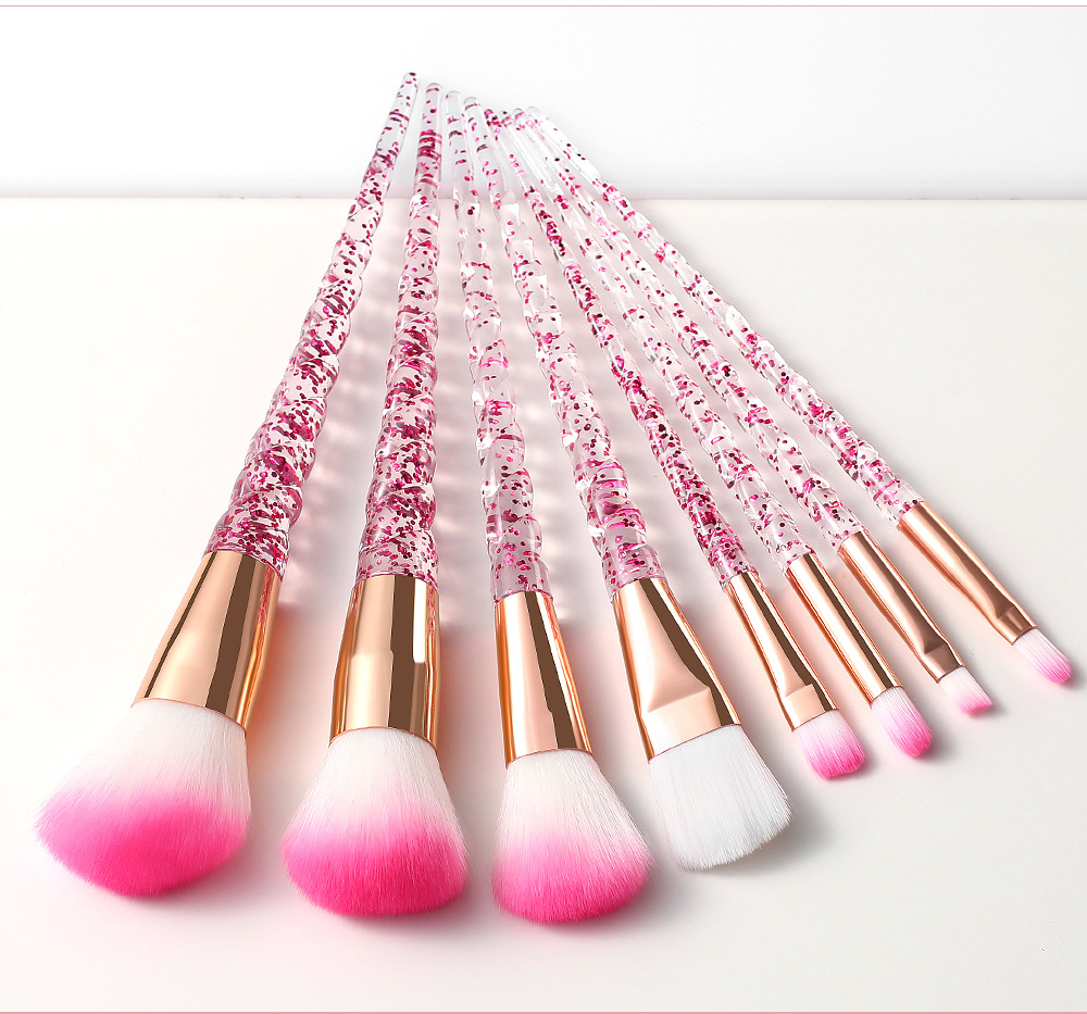 8 PCs Transparent Quicksand Spiral Handle Makeup Brush Set Beauty Tools Powder Foundation Brush Eye Shadow Brush Makeup 8 PCs Transparent Quicksand Spiral Handle Makeup Brush Set Beauty Tools Powder Foundation Brush Eye Shadow Brush Makeup