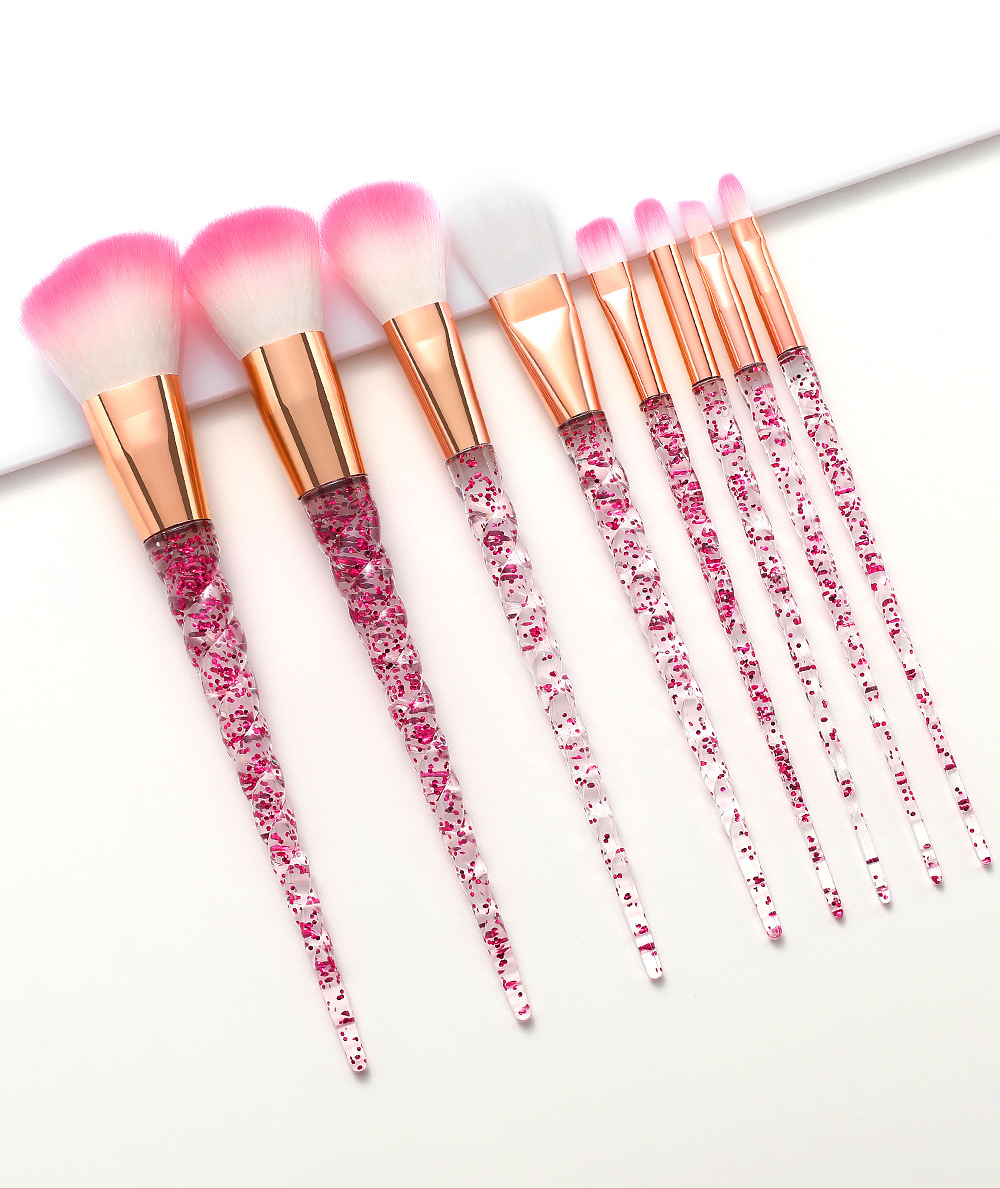 8 PCs Transparent Quicksand Spiral Handle Makeup Brush Set Beauty Tools Powder Foundation Brush Eye Shadow Brush Makeup 8 PCs Transparent Quicksand Spiral Handle Makeup Brush Set Beauty Tools Powder Foundation Brush Eye Shadow Brush Makeup