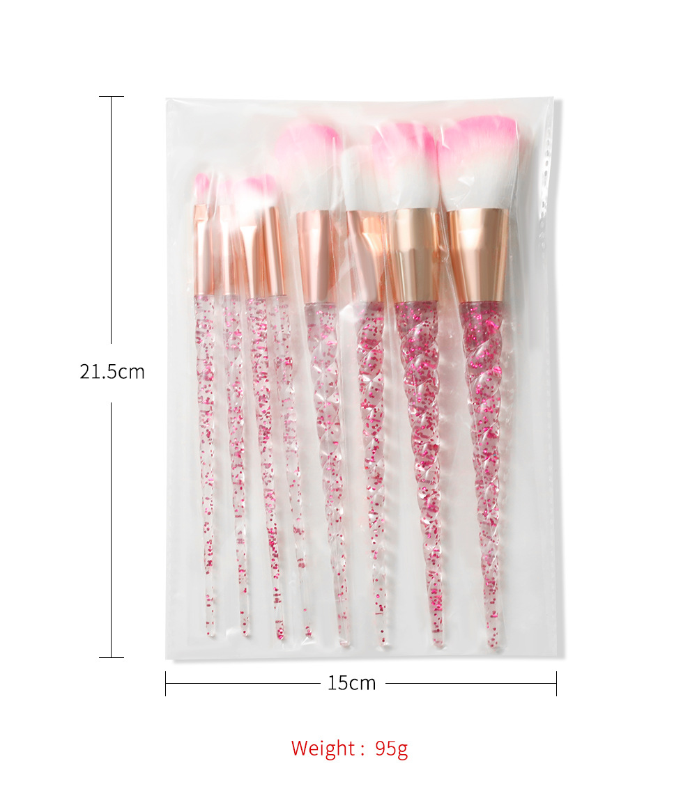 8 PCs Transparent Quicksand Spiral Handle Makeup Brush Set Beauty Tools Powder Foundation Brush Eye Shadow Brush Makeup 8 PCs Transparent Quicksand Spiral Handle Makeup Brush Set Beauty Tools Powder Foundation Brush Eye Shadow Brush Makeup