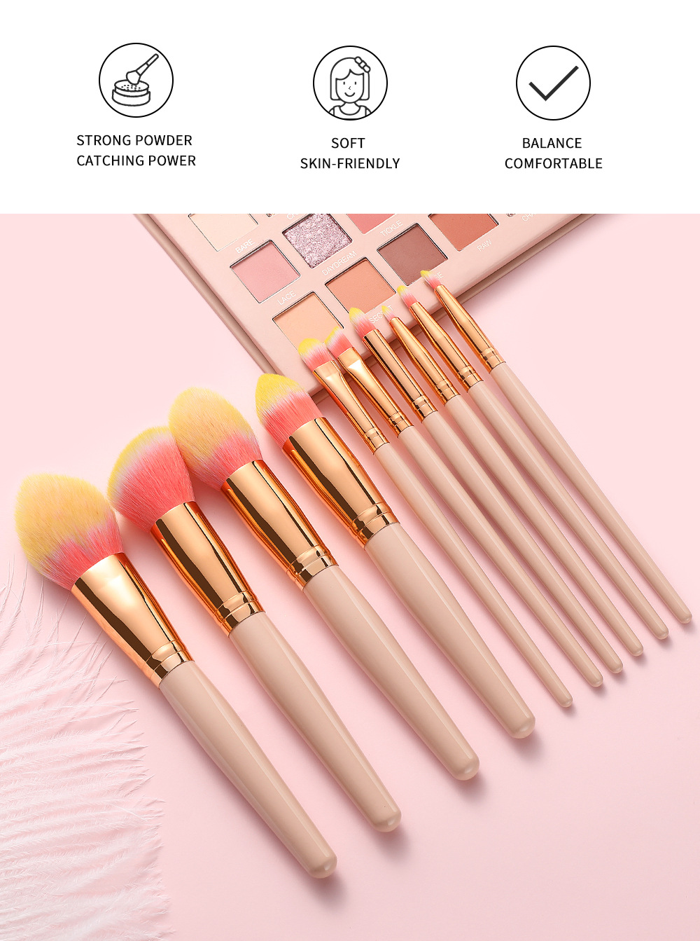 10 PCs Makeup Brush Set Full Set of Beauty Tools Powder Foundation Brush Eye Shadow Brush Wooden Handle Makeup 10 PCs Makeup Brush Set Full Set of Beauty Tools Powder Foundation Brush Eye Shadow Brush Wooden Handle Makeup