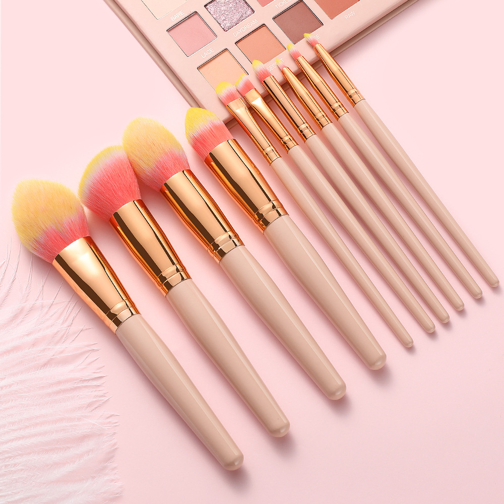 10 PCs Makeup Brush Set Full Set of Beauty Tools Powder Foundation Brush Eye Shadow Brush Wooden Handle Makeup 10 PCs Makeup Brush Set Full Set of Beauty Tools Powder Foundation Brush Eye Shadow Brush Wooden Handle Makeup