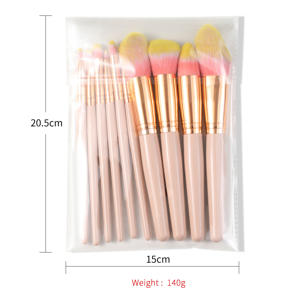 10 PCs Makeup Brush Set Full Set of Beauty Tools Powder Foundation Brush Eye Shadow Brush Wooden Handle Makeup 10 PCs Makeup Brush Set Full Set of Beauty Tools Powder Foundation Brush Eye Shadow Brush Wooden Handle Makeup