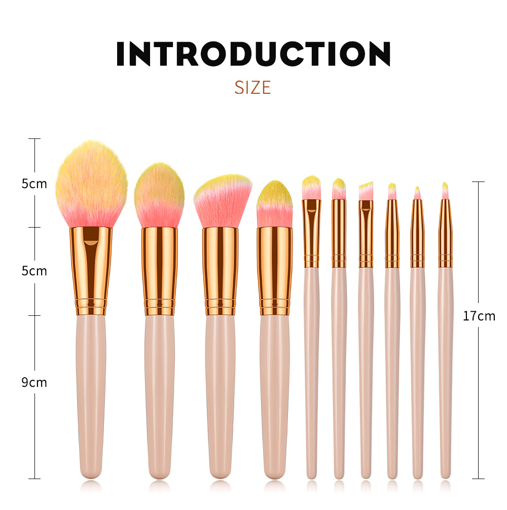 10 PCs Makeup Brush Set Full Set of Beauty Tools Powder Foundation Brush Eye Shadow Brush Wooden Handle Makeup 10 PCs Makeup Brush Set Full Set of Beauty Tools Powder Foundation Brush Eye Shadow Brush Wooden Handle Makeup