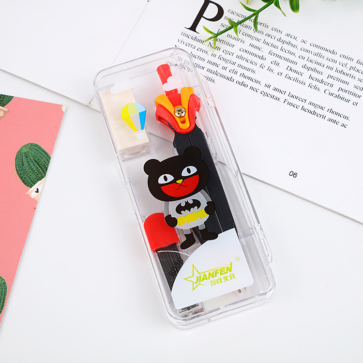 Cartoon students stationery compasses geometric drawing tools with lead cartridge box manufacturers direct