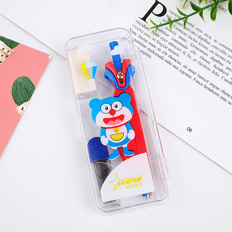 Cartoon students stationery compasses geometric drawing tools with lead cartridge box manufacturers direct