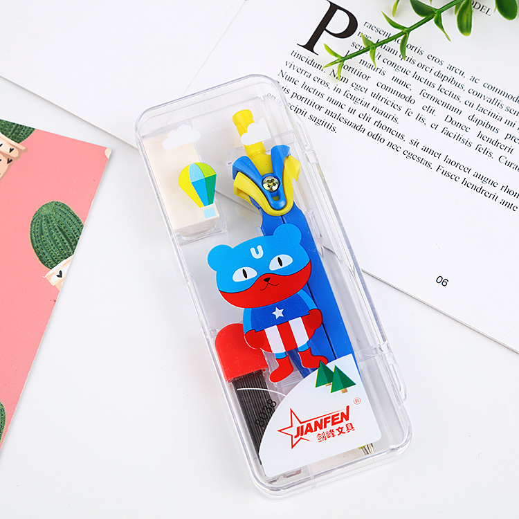 Cartoon students stationery compasses geometric drawing tools with lead cartridge box manufacturers direct