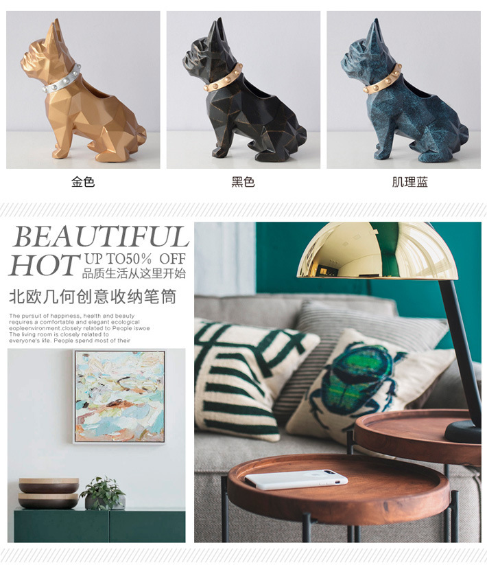 Nordic Resin Crafts Puppy Storage Pencil Vase Decoration Home Living Room Study Bedroom Multifunctional Decorations