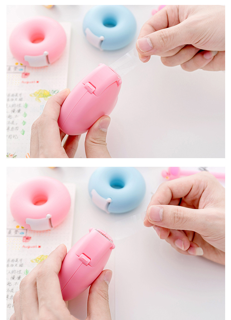 Korean Creative Cartoon Stationery Portable Donut Tape Base Magic Tape Cutter with Small Tape Korean Creative Cartoon Stationery Portable Donut Tape Base Magic Tape Cutter with Small Tape
