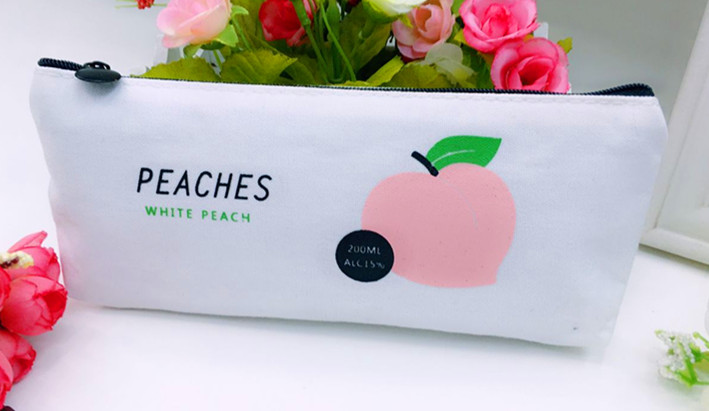 Japanese Peach canvas pencil bag Small fresh fun letter pencil-box pencil bag Japanese Peach canvas pencil bag Small fresh fun letter pencil-box pencil bag