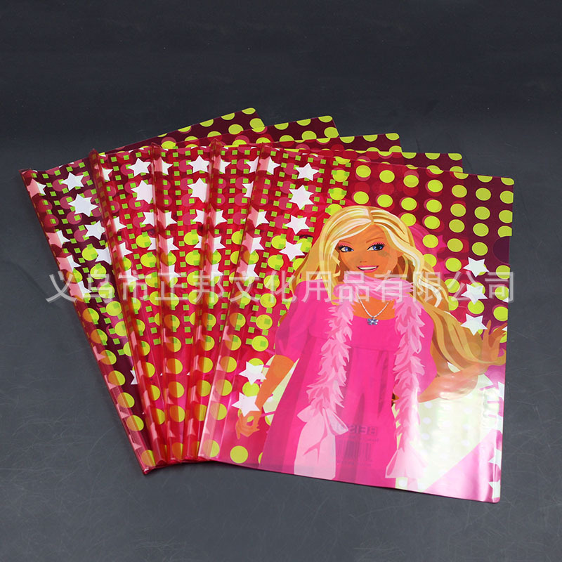 Factory Direct Sales A4 Transparent Cartoon Stick File Folder Color Pattern Pp/PVC Book Wallet Can Be Customized