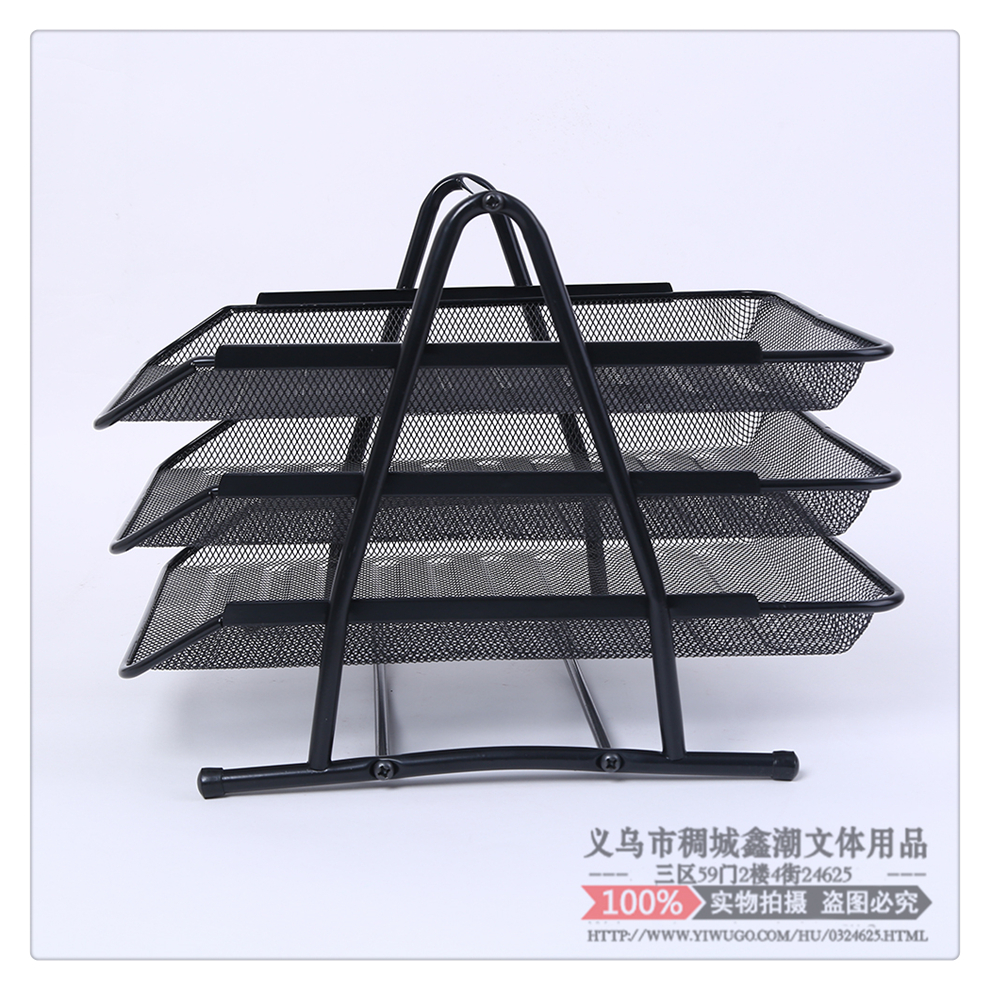 IRON File Rack Folder Storage Rack Metal Office Desktop Storage Rack Three-Layer Shelf File Organizing Rack