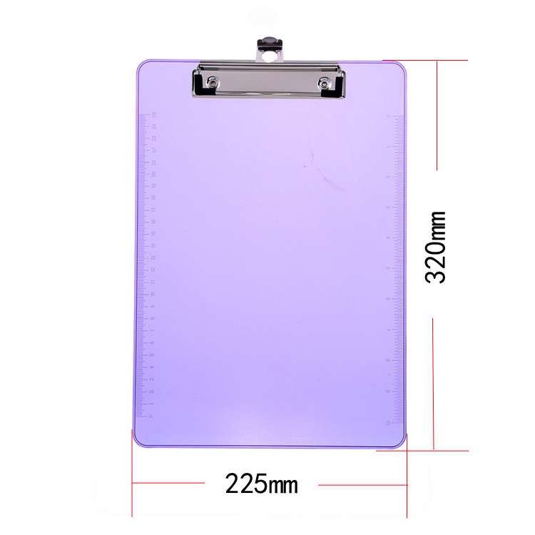 A4 Plastic File Hook Clip Power Clip Writing Flat Plate Holder Color Plate Holder File Binder PS Transparent Folder