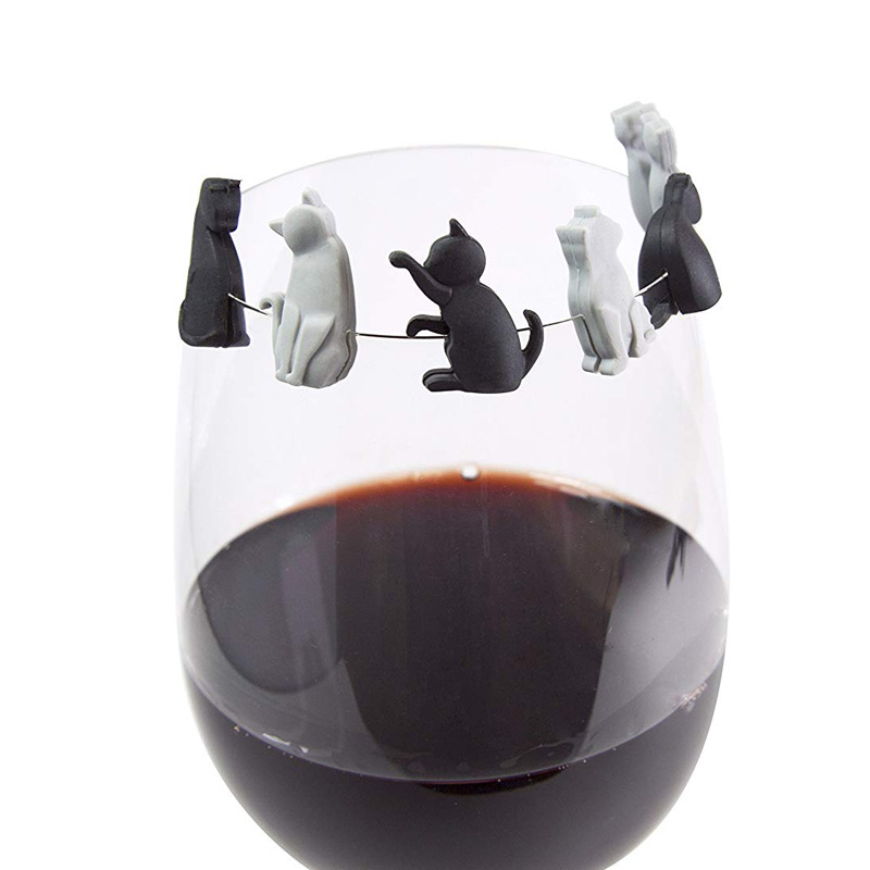 Kitten Wine Glass Marker Meow Wine Glass Markers Kitten Wine Glass Recognizer Tea Bag Hanging