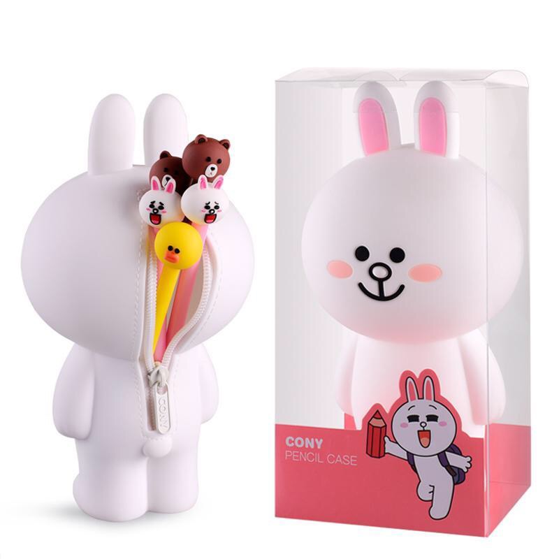  creative brown bear pencil bag web celebrity douyin silicone storage bag male and female students cute large pencil box