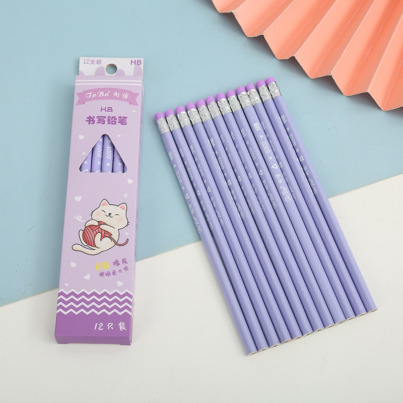 Candy Color Cartoon Pencil HB Children Writing Pencil with Eraser Pencil Kindergarten Student Prize Small Gift