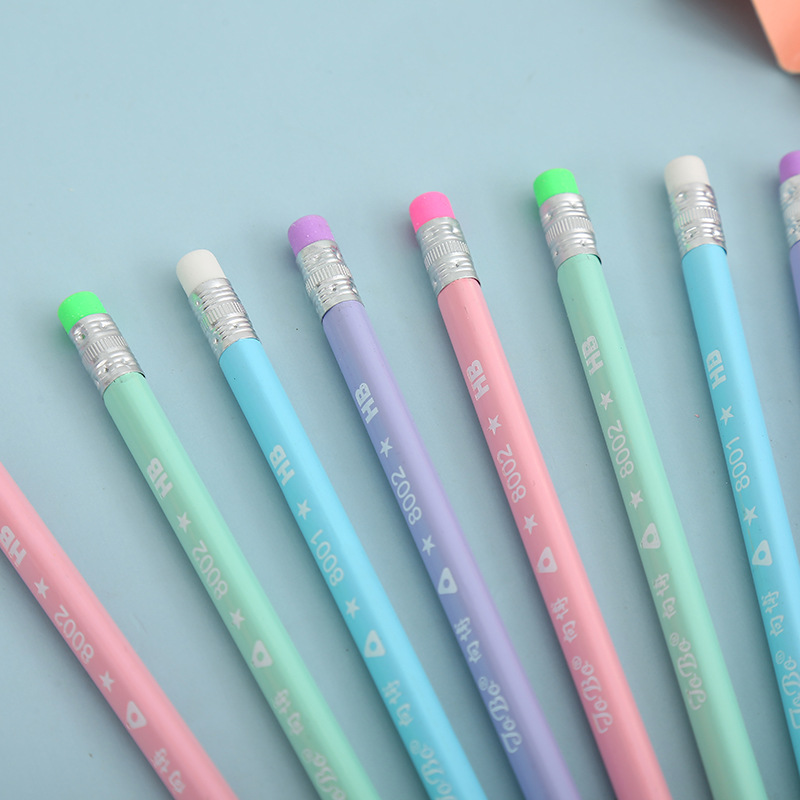 Candy Color Cartoon Pencil HB Children Writing Pencil with Eraser Pencil Kindergarten Student Prize Small Gift