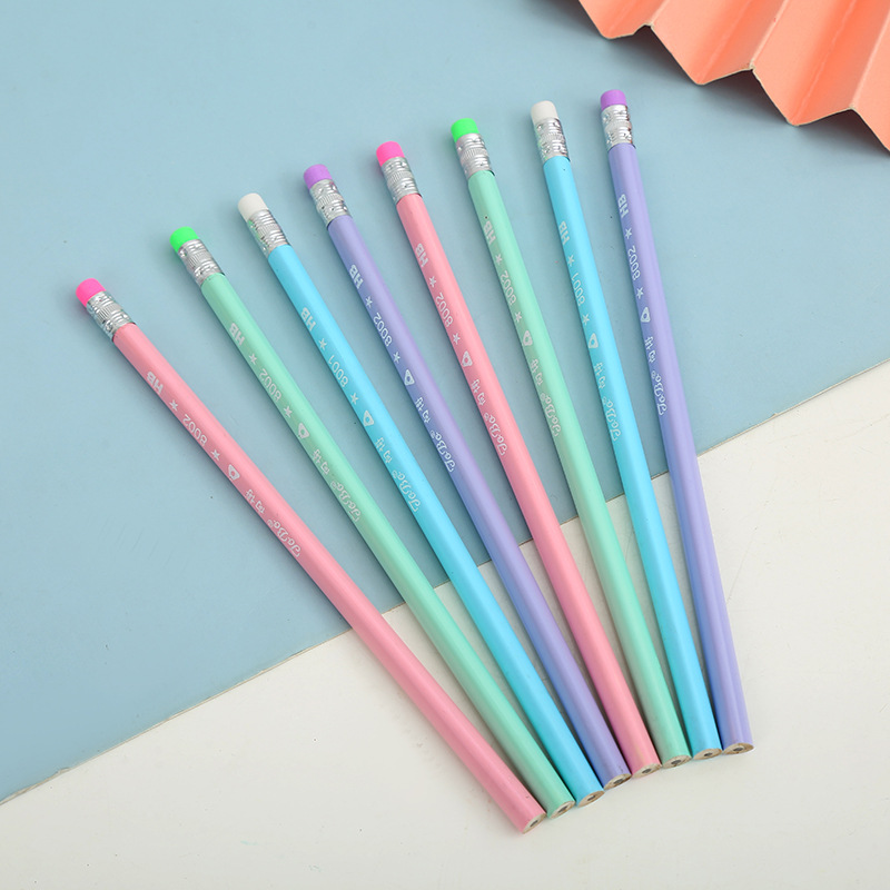 Candy Color Cartoon Pencil HB Children Writing Pencil with Eraser Pencil Kindergarten Student Prize Small Gift