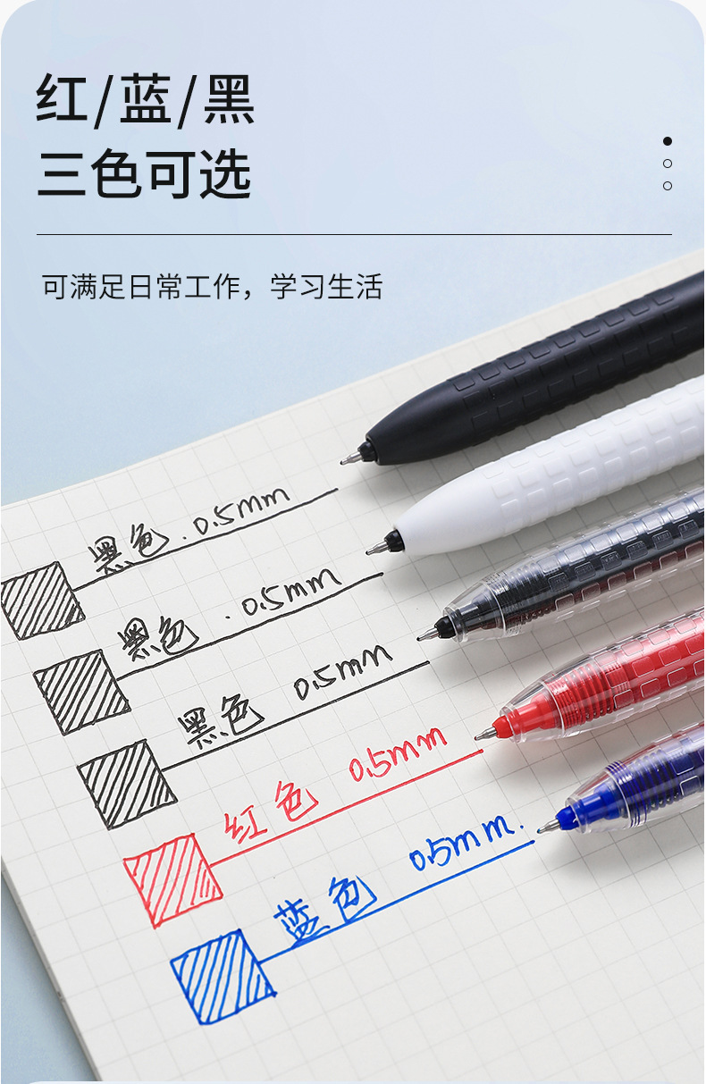 Dongmi Xueba Juneng Writing Press Gel Pen Large Capacity Student Brush Pen Test Pen 0.5St Syringe Black Pen