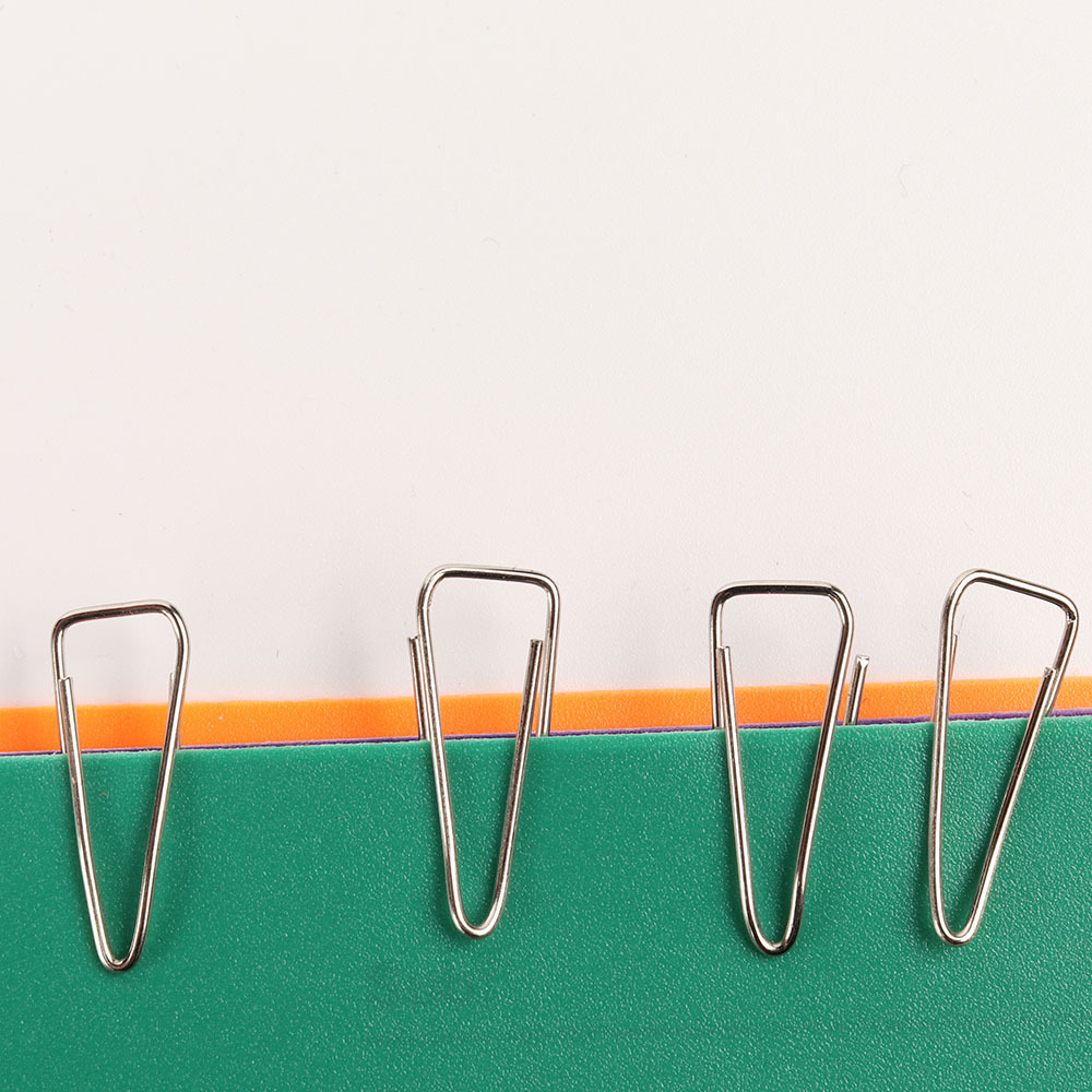 Manufacturer direct shot silver nickel plated color paper clip 31 mm triangle metal paper clip data fixation needle