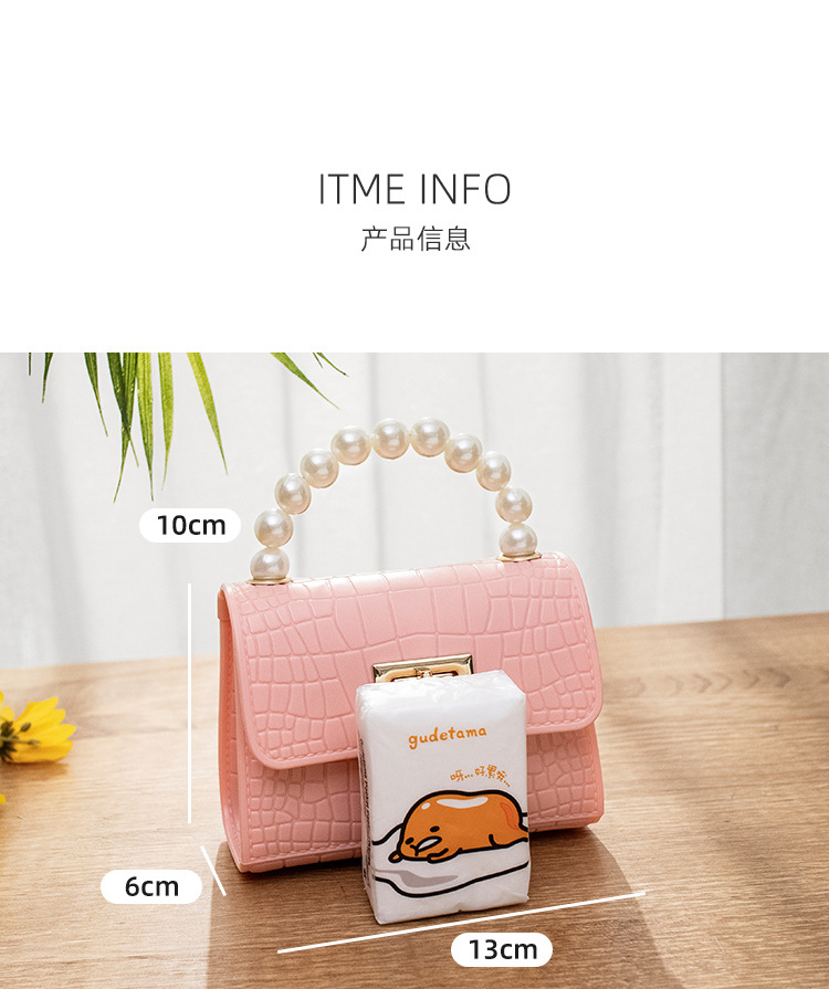 Women's Bag 2021 New Mini Crocodile Pattern Lock Pearl Handle Gel Bag Fresh Lipstick Pack Foreign Trade Women's Bag 2021 New Mini Crocodile Pattern Lock Pearl Handle Gel Bag Fresh Lipstick Pack Foreign Trade