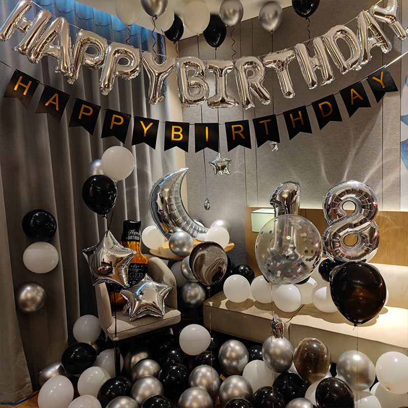 New Birthday Party Decoration Balloon Golden Crown Venue Background Wall Layout Surprise Balloon Set