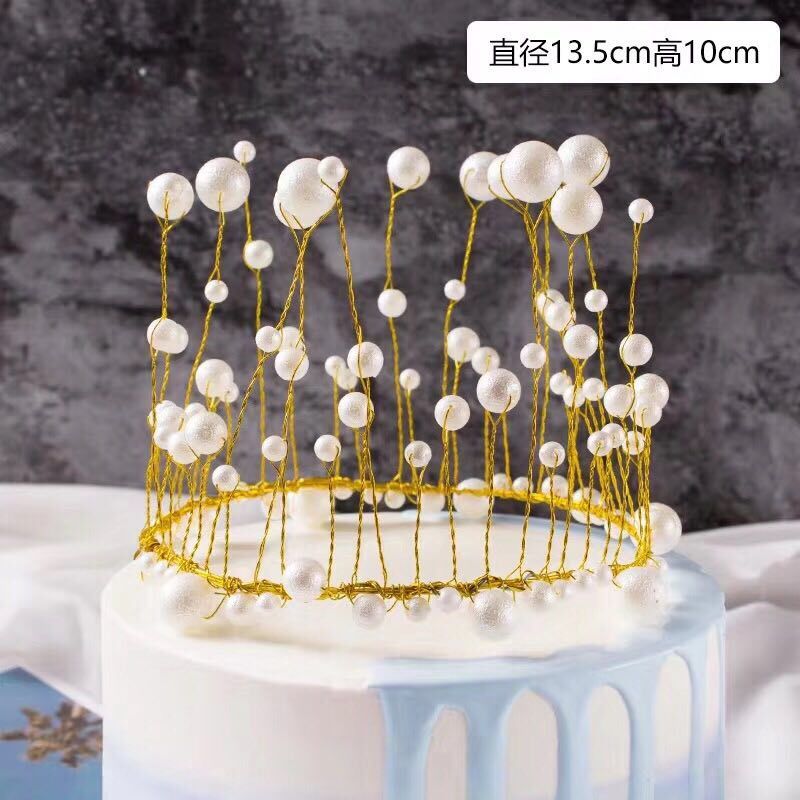 Iron Half Circle Cake Baking Decoration Crown Bridal Crown Birthday Baking Decoration Supplies Light Pearl Headdress Iron Half Circle Cake Baking Decoration Crown Bridal Crown Birthday Baking Decoration Supplies Light Pearl Headdress