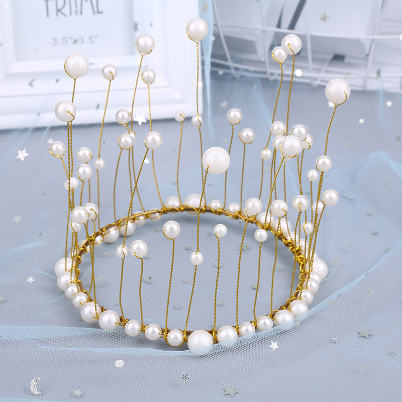 Pearl Crown Cake Decoration Birthday Party Online Influencer Pop Crown Headdress Baking Cake Steel Ring Pearl Wholesale Pearl Crown Cake Decoration Birthday Party Online Influencer Pop Crown Headdress Baking Cake Steel Ring Pearl Wholesale