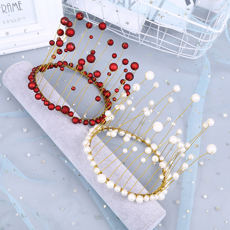 Pearl Crown Cake Decoration Birthday Party Online Influencer Pop Crown Headdress Baking Cake Steel Ring Pearl Wholesale Pearl Crown Cake Decoration Birthday Party Online Influencer Pop Crown Headdress Baking Cake Steel Ring Pearl Wholesale