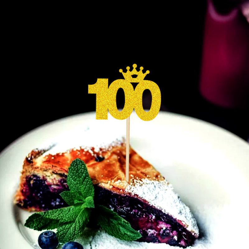 Birthday 100 Days 100 Days Old One Year Old Party Decoration Cake Inserting Card Golden Crown 100 Cards (5 Pcs/pack)