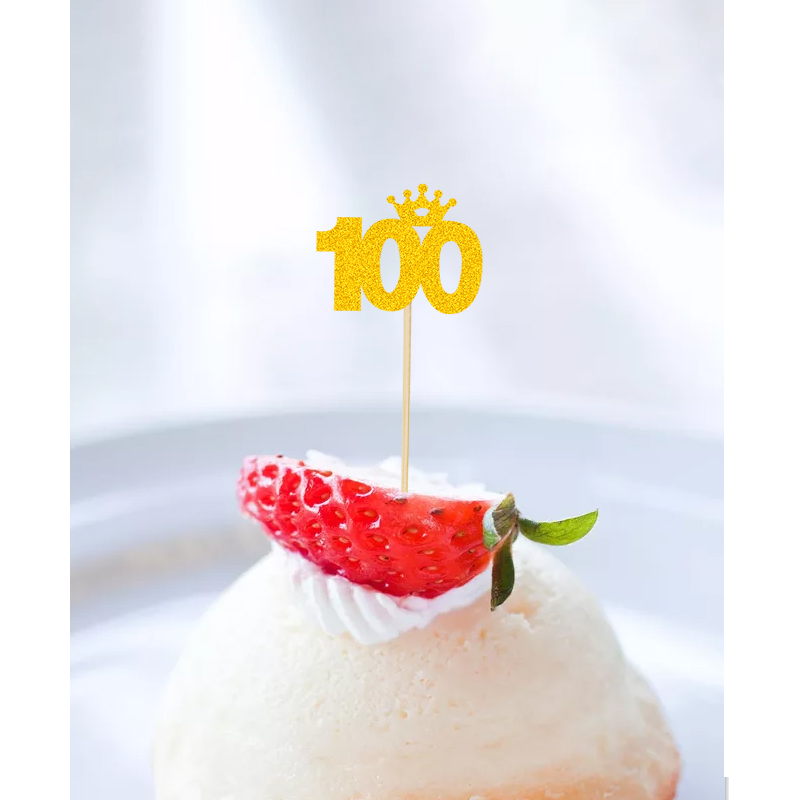 Birthday 100 Days 100 Days Old One Year Old Party Decoration Cake Inserting Card Golden Crown 100 Cards (5 Pcs/pack)