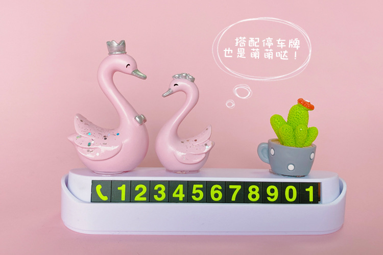 Creative Car Decoration Crown Swan Ins Resin Crafts Birthday Cake Qixi Jewelry for Valentine's Day Gift