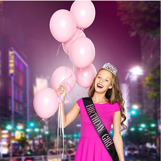 Spot Birthday Party Girl Headband Birthday Girl Etiquette Belt Crown Set Rose Onion Pink Shoulder Strap