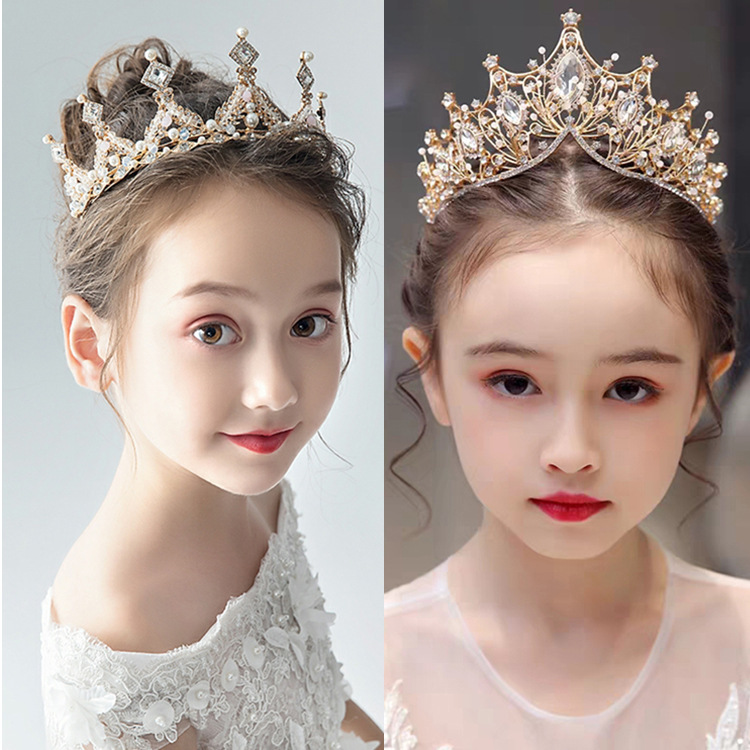 Crown Headdress Children Princess Girl Diamond Korean Style Crown Crystal Headband Children Hair Accessories Birthday Photo