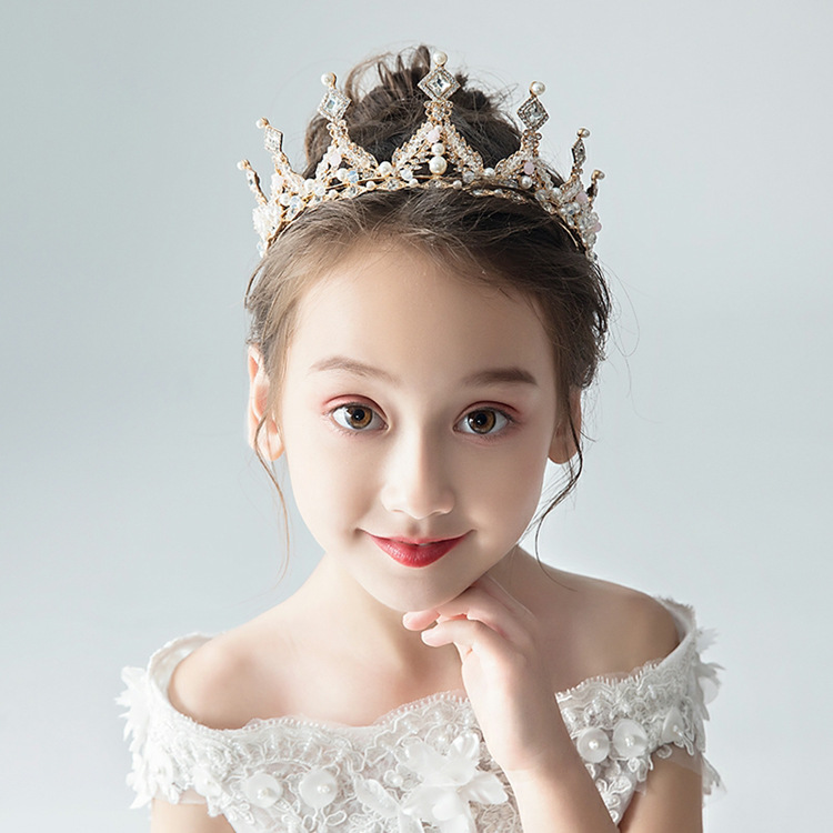 Crown Headdress Children Princess Girl Diamond Korean Style Crown Crystal Headband Children Hair Accessories Birthday Photo