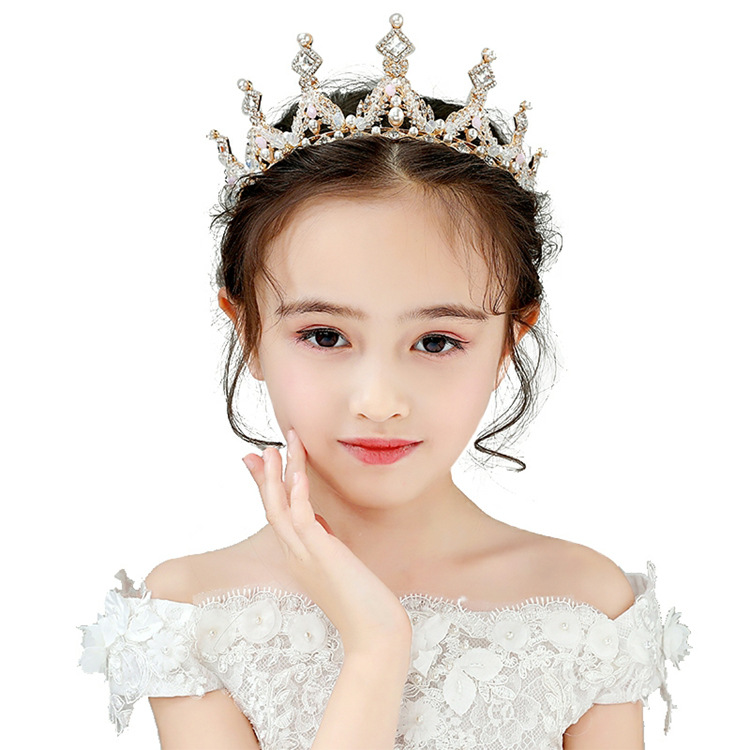 Crown Headdress Children Princess Girl Diamond Korean Style Crown Crystal Headband Children Hair Accessories Birthday Photo