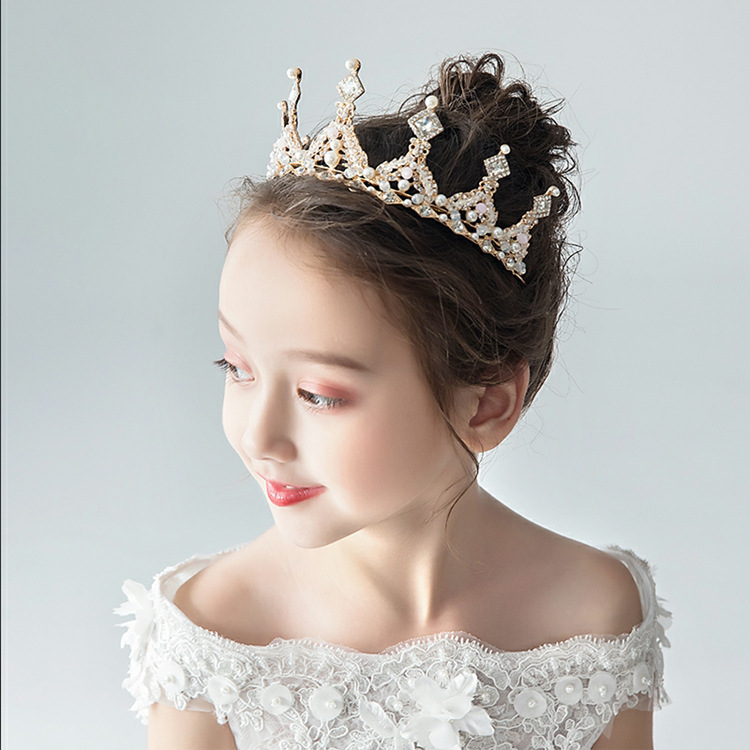 Crown Headdress Children Princess Girl Diamond Korean Style Crown Crystal Headband Children Hair Accessories Birthday Photo