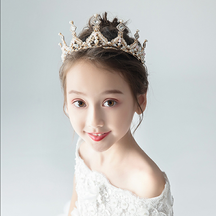 Crown Headdress Children Princess Girl Diamond Korean Style Crown Crystal Headband Children Hair Accessories Birthday Photo