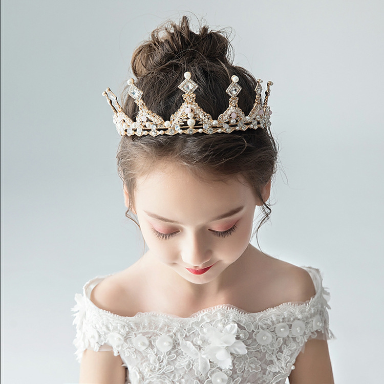 Crown Headdress Children Princess Girl Diamond Korean Style Crown Crystal Headband Children Hair Accessories Birthday Photo