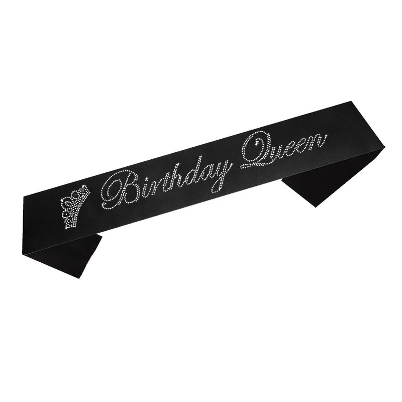 AliExpress Amazon Birthday Party Etiquette Crown Birthday Queen Black and White Pink Shoulder Strap