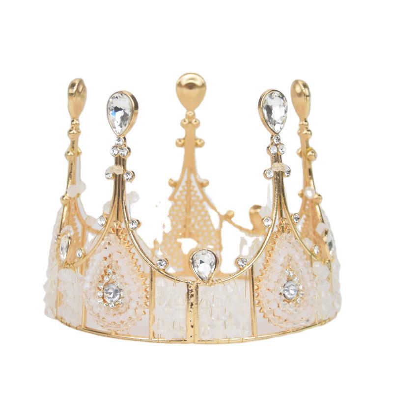 Chen Zihan Same Style European Retro Birthday Cake Baking Decoration Handmade Woven Crystal Bridal Big Crown Wedding Dress