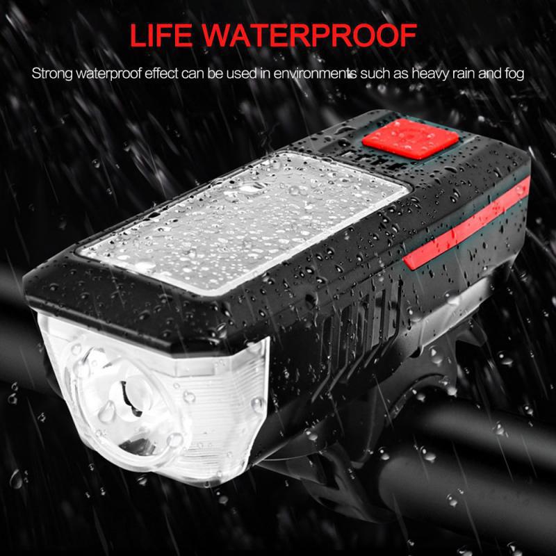 Bicycle Solar Headlight Horn Light Night Outdoor Riding USB Rechargeable Headlight Bicycle Strong Light Flashlight Equipment Bicycle Solar Headlight Horn Light Night Outdoor Riding USB Rechargeable Headlight Bicycle Strong Light Flashlight Equipment