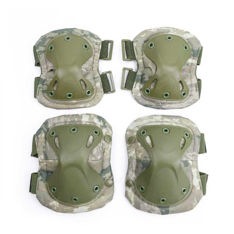 Cross-Border Spot Knee and Elbow Pad Four-Piece Diamond Protective Gear Military Fans CS Field Equipment Outdoor Riding Kneelet