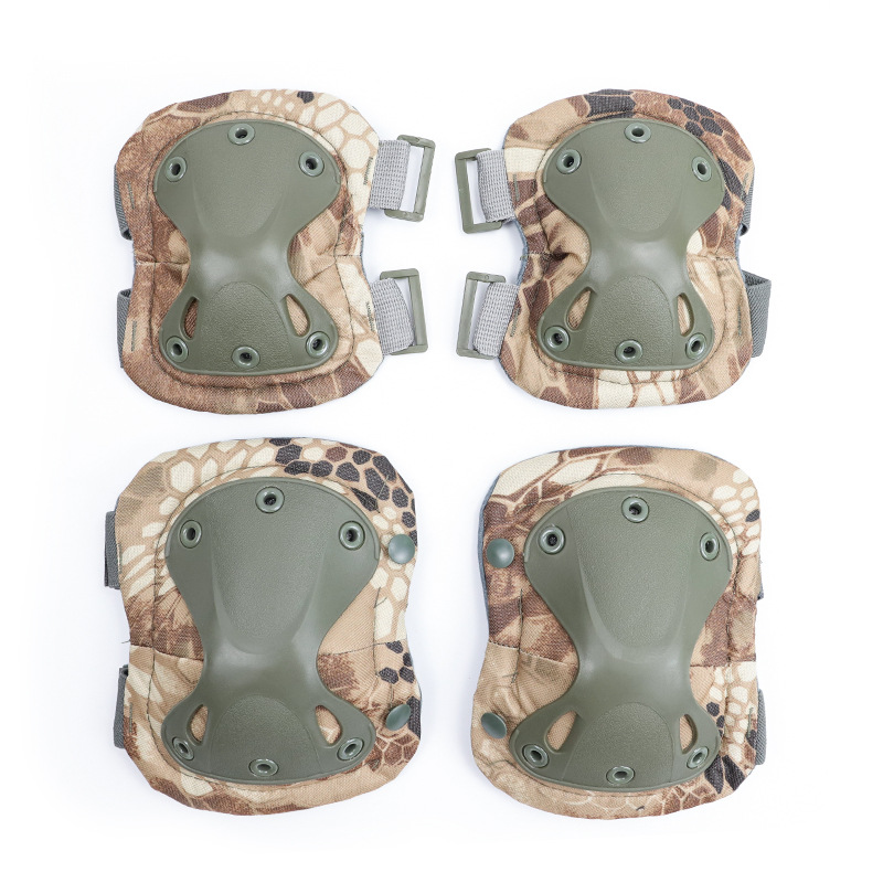 Cross-Border Spot Knee and Elbow Pad Four-Piece Diamond Protective Gear Military Fans CS Field Equipment Outdoor Riding Kneelet