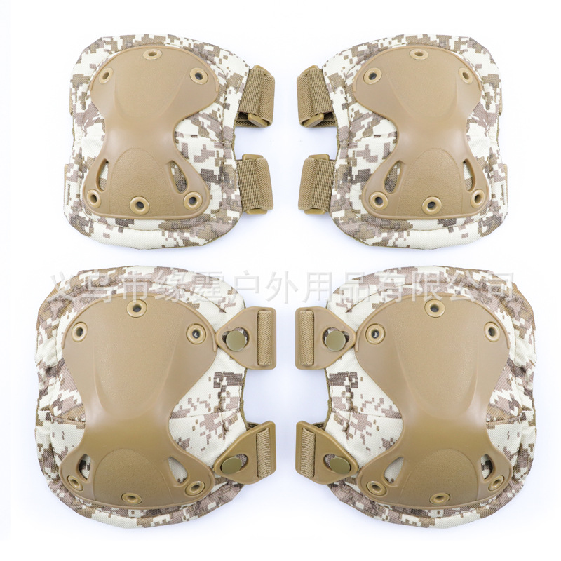 Cross-Border Spot Knee and Elbow Pad Four-Piece Diamond Protective Gear Military Fans CS Field Equipment Outdoor Riding Kneelet